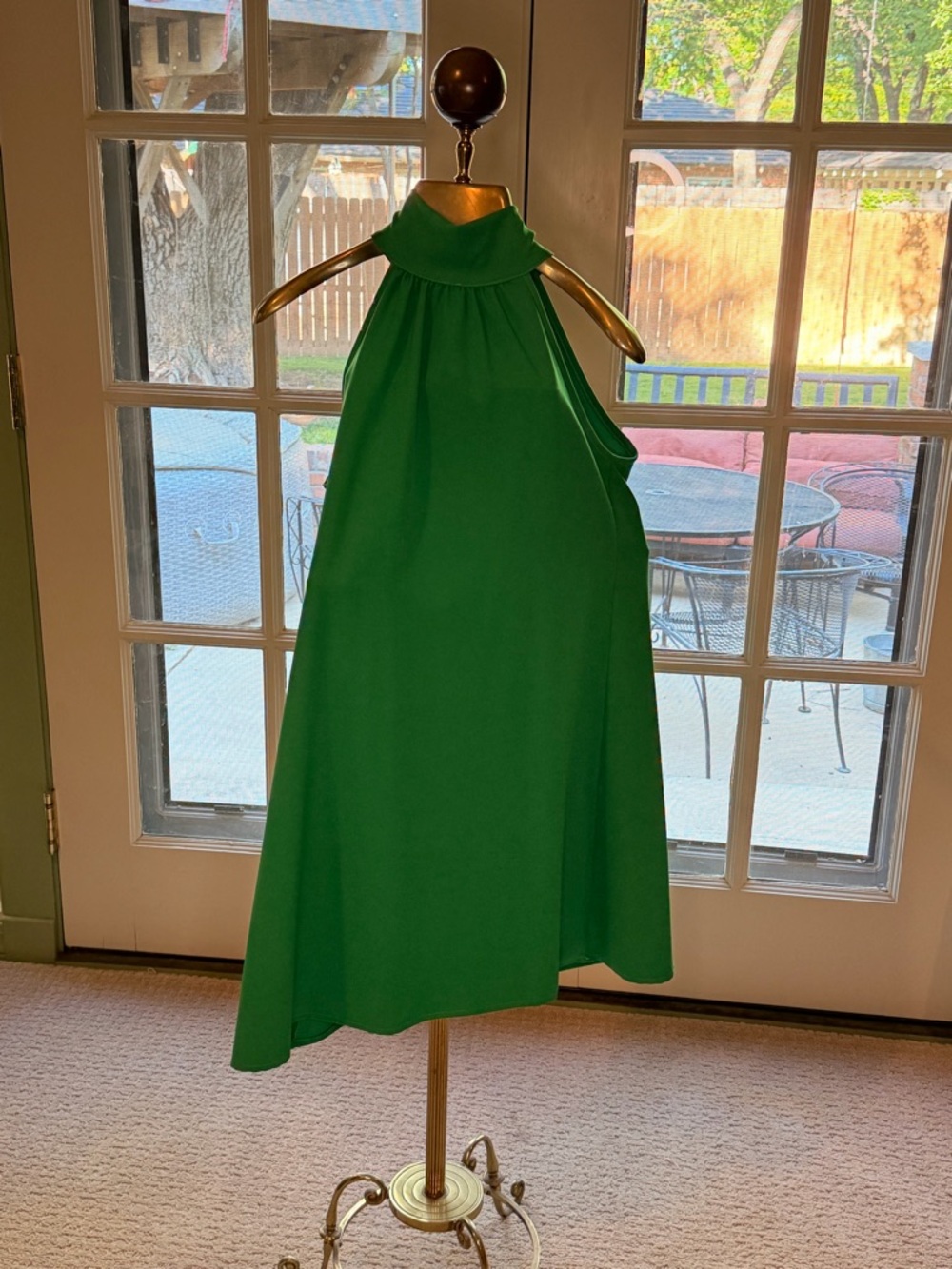 Sleeveless High-Neck Midi Dress in Green